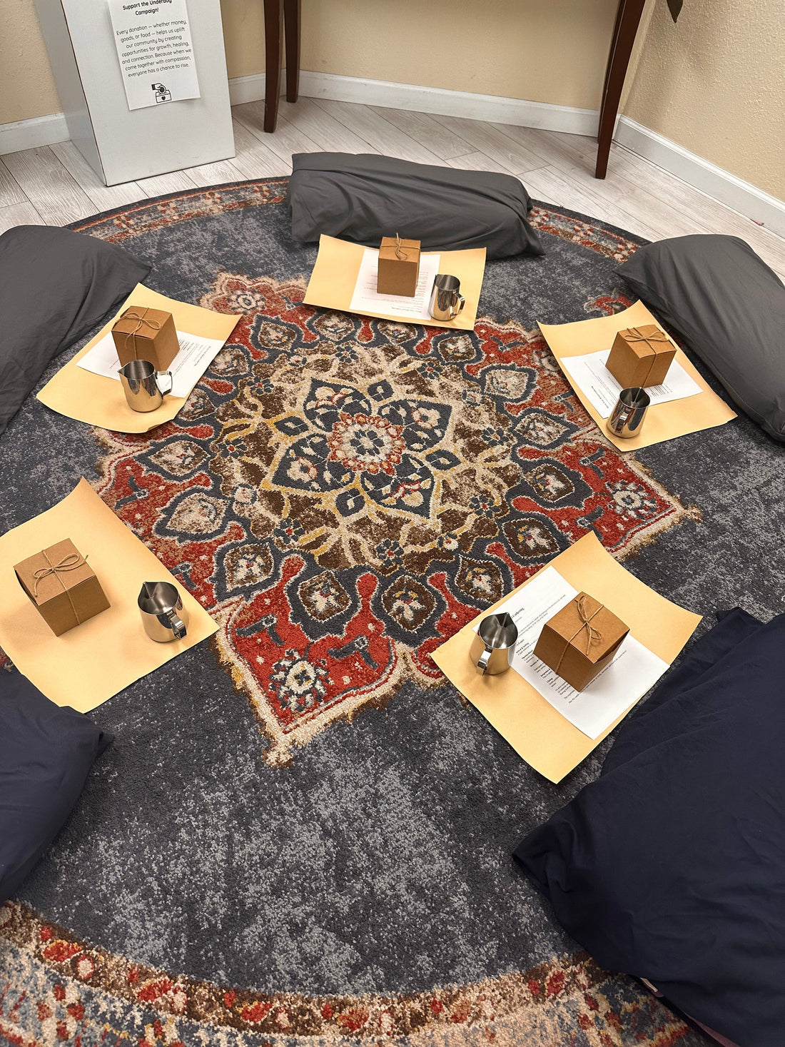 Small group New Moon candle ritual setup in Redlands, California