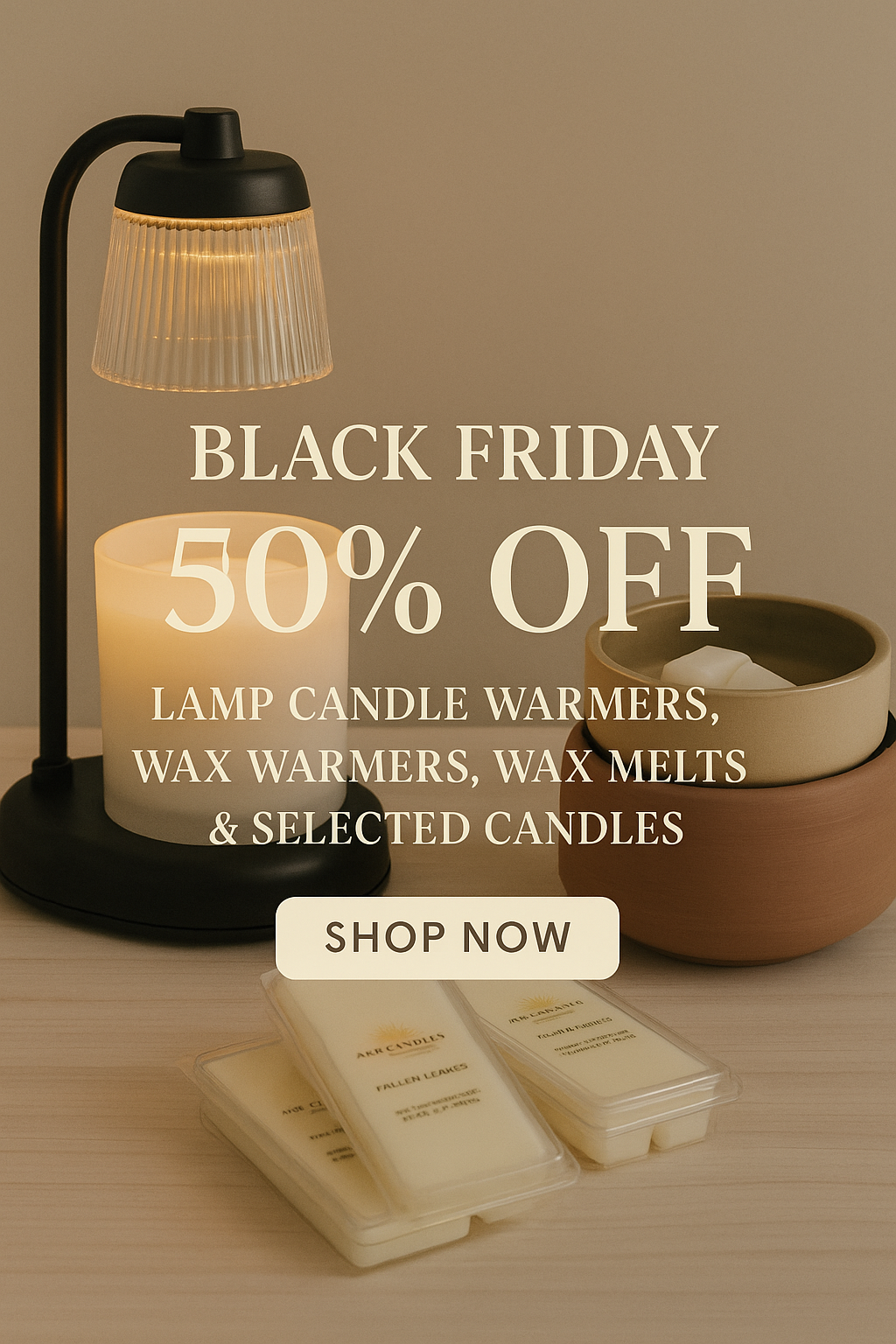 Lamp warmer and wax melt warmer with wax melts being displayed