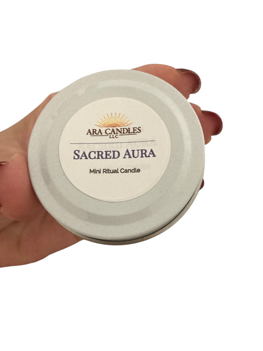 Sacred Aura Mini Ritual Candle — White Sage + Lavender