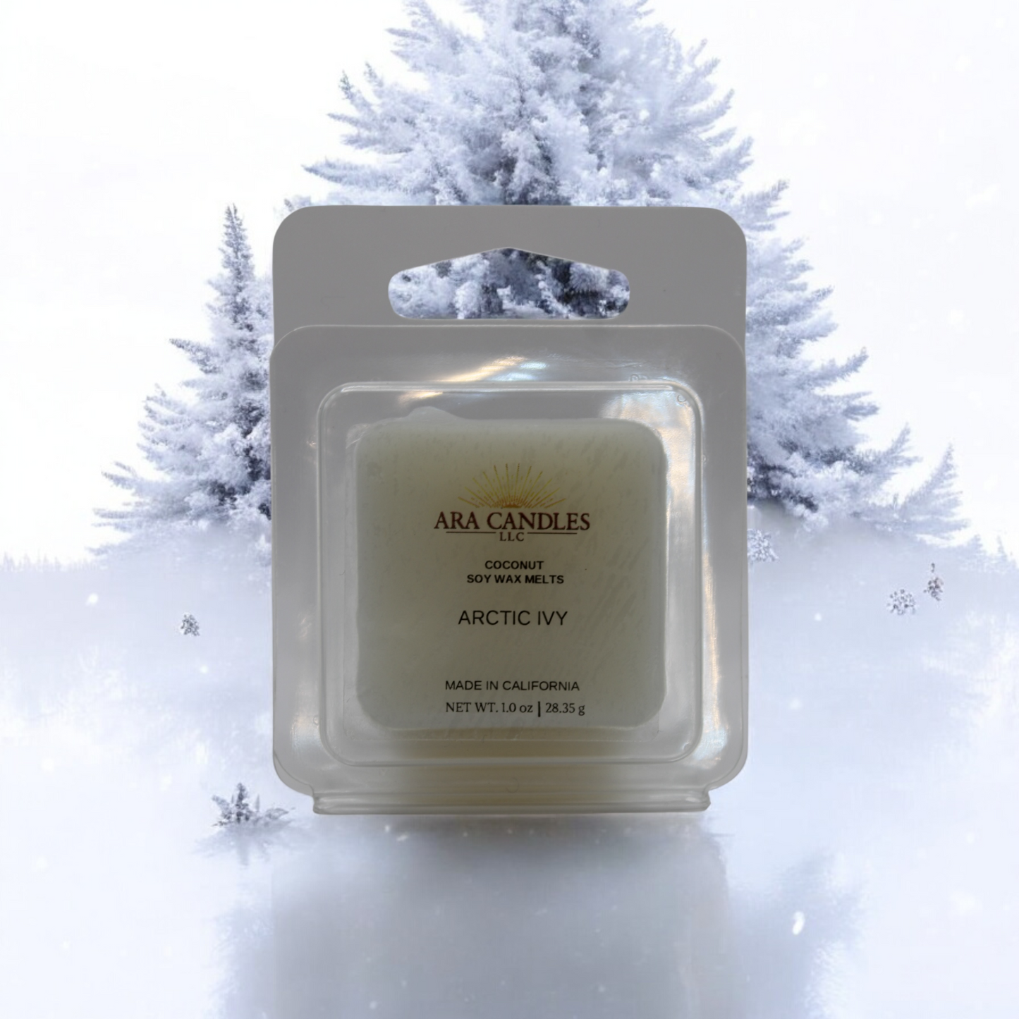 Arctic Ivy 1 oz wax melts, featuring a fresh and crisp fragrance that fills your space with cool, invigorating scents, perfect for a refreshing atmosphere