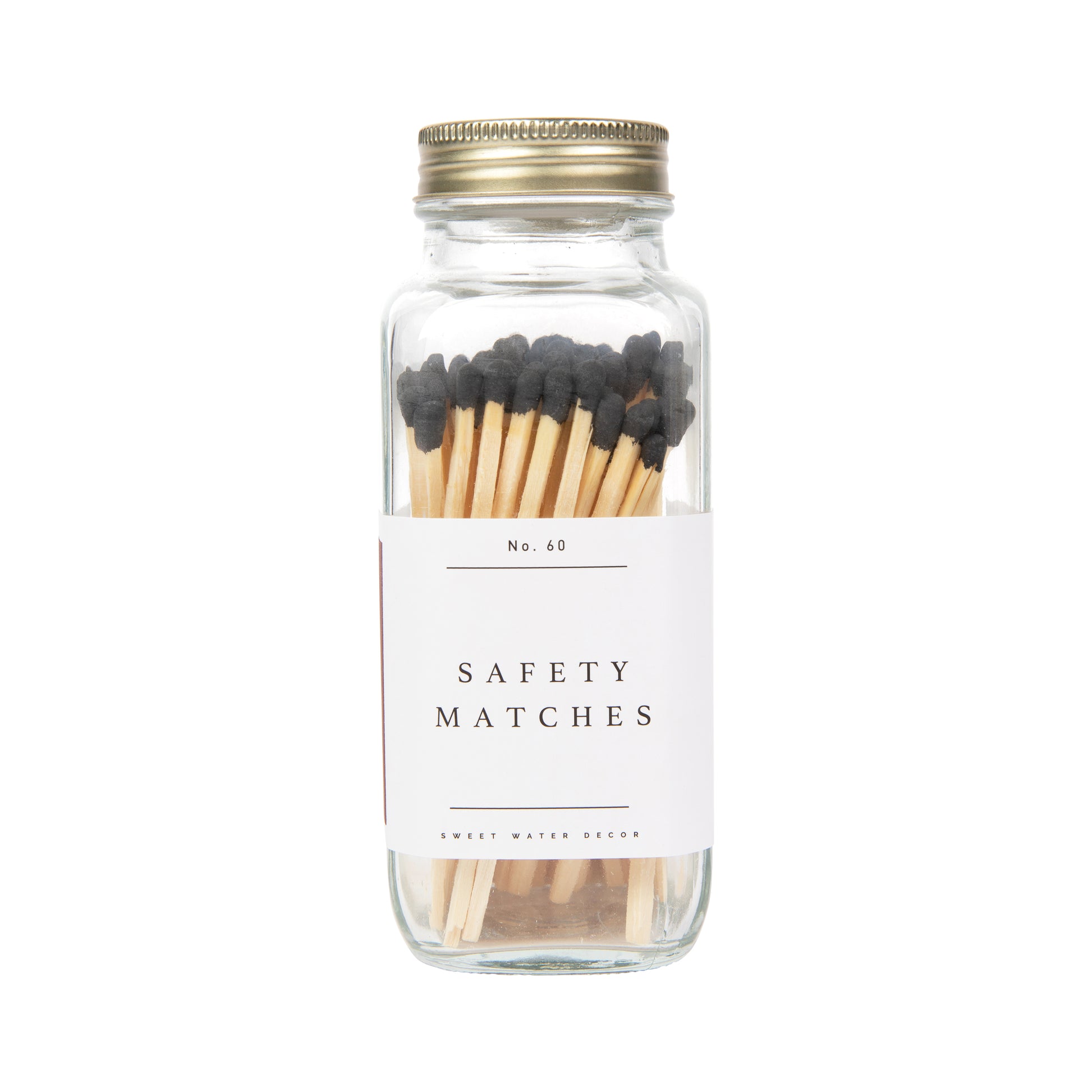 Black tip safety matches with a stylish gold lid, designed for safe use and a touch of elegance in your home decor