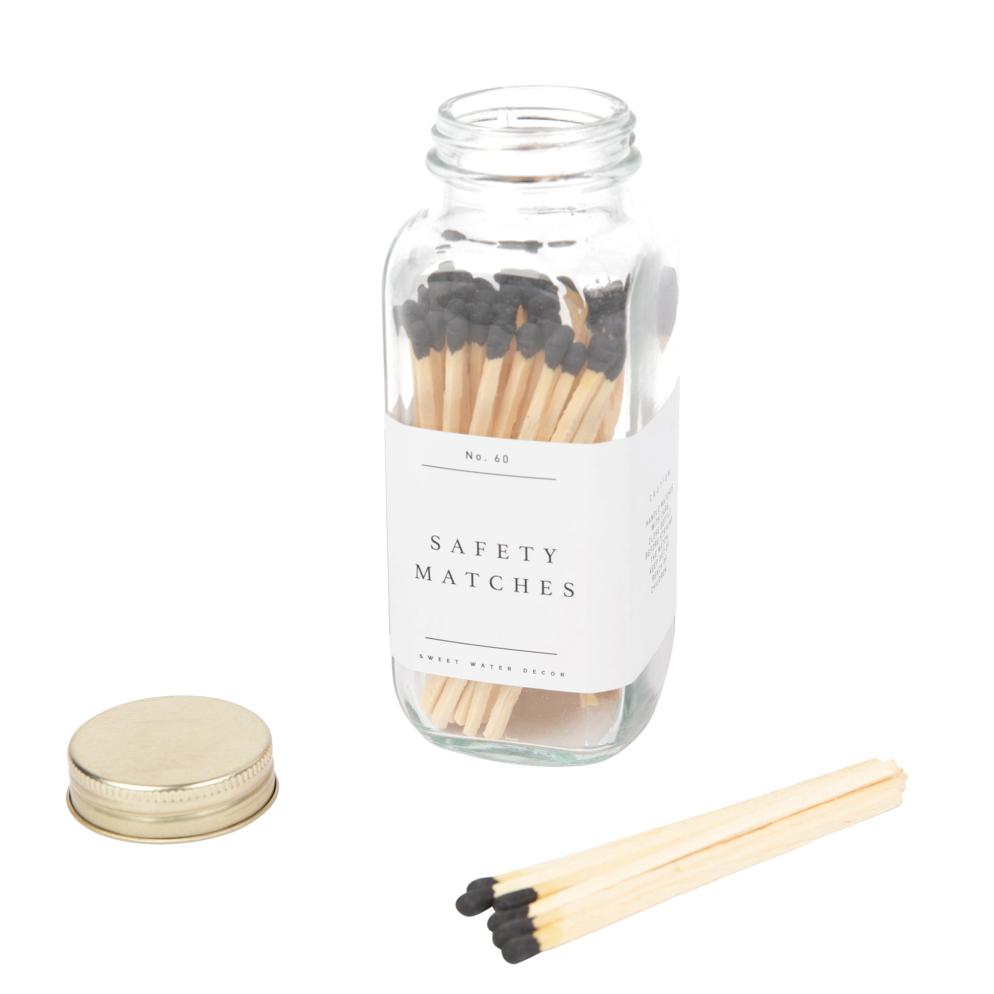 Black tip safety matches with a sleek design, perfect for safely lighting candles and enhancing your home ambiance