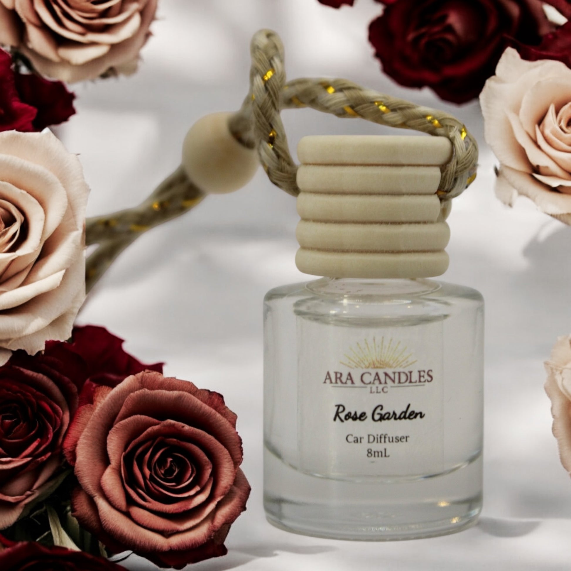 Rose garden car diffuser with a delicate floral scent, providing a soothing and refreshing aroma for your vehicle