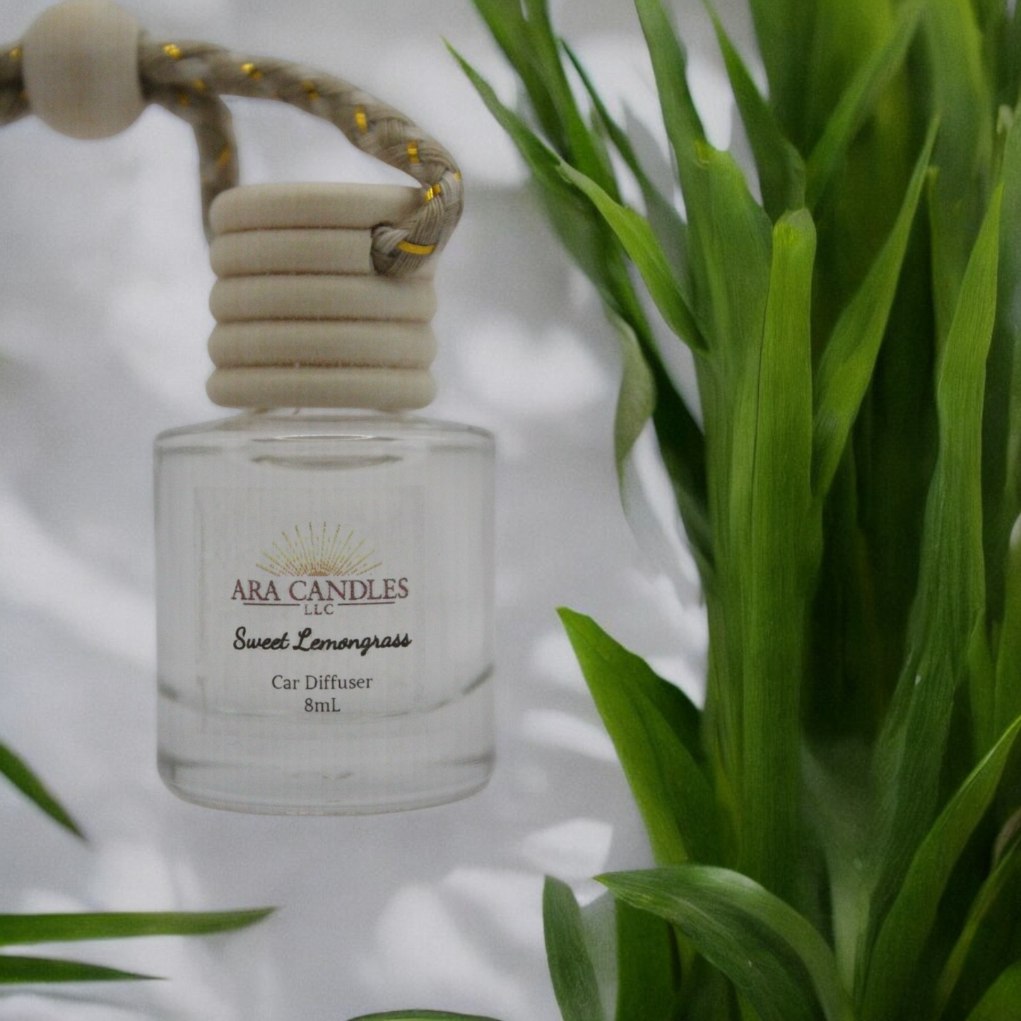 Sweet lemongrass car diffuser releasing a fresh, citrusy aroma to create a vibrant and uplifting atmosphere in your vehicle
