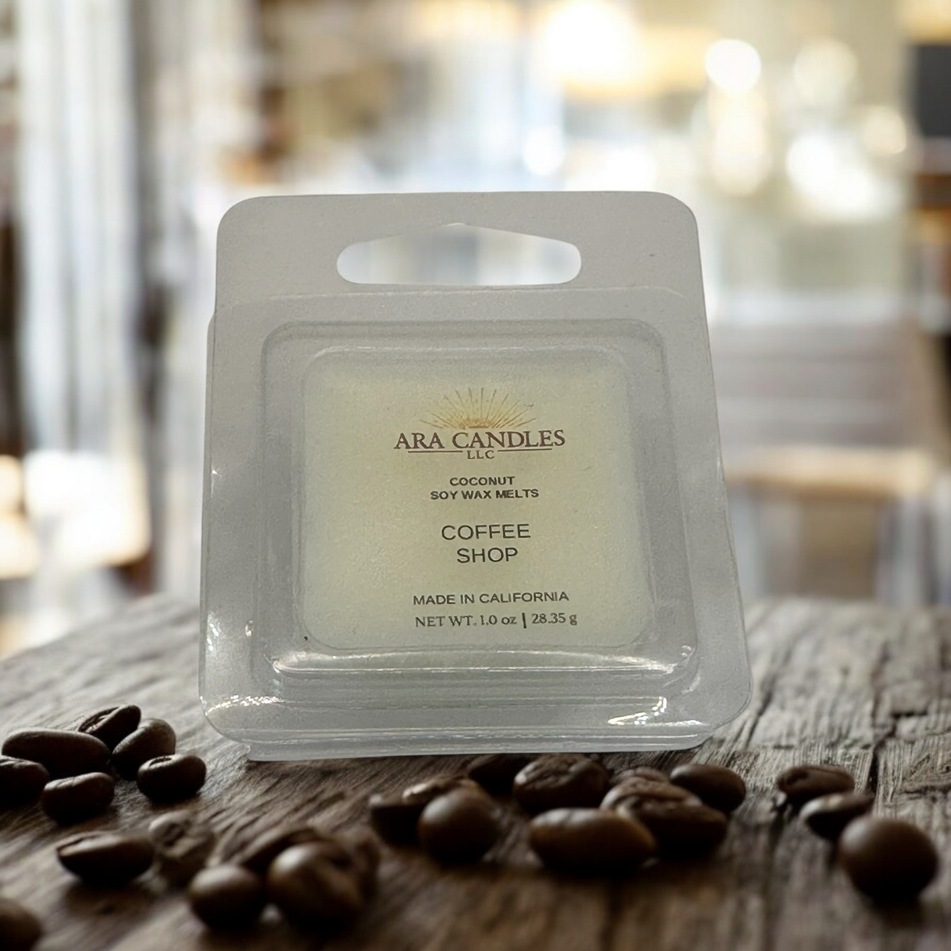 Close-up of Coffee Shop 1 oz wax melt, offering a rich, aromatic coffee fragrance, perfect for creating a cozy, inviting atmosphere