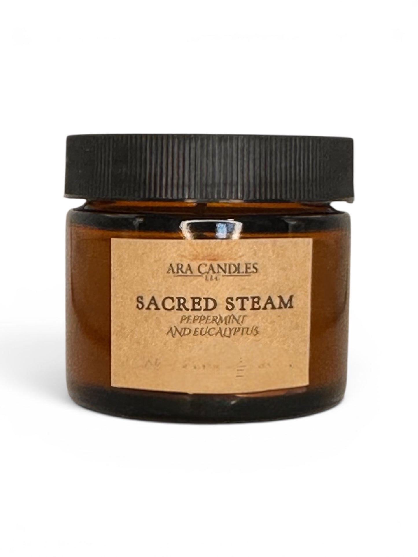 Ara Candles Sacred Steam jar with a black lid on a white background