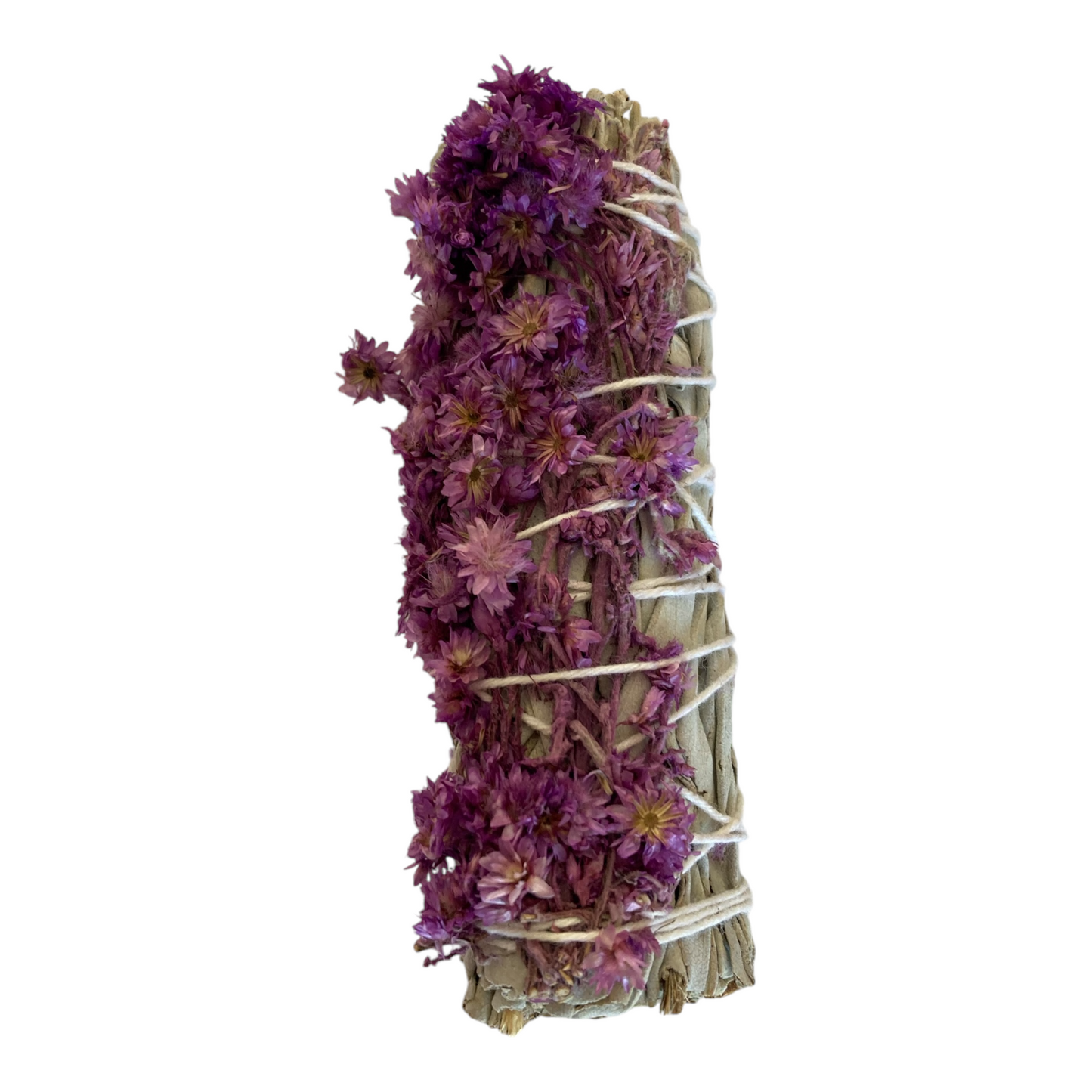 Sage bundle with dried flowers, perfect for smudging and energy cleansing, offering a fragrant and soothing aroma to purify and enhance your space