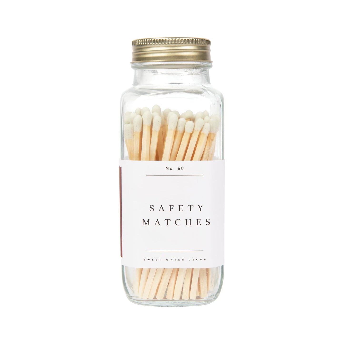 White tip safety matches with a stylish gold lid, designed for safe use and a touch of elegance in your home decor