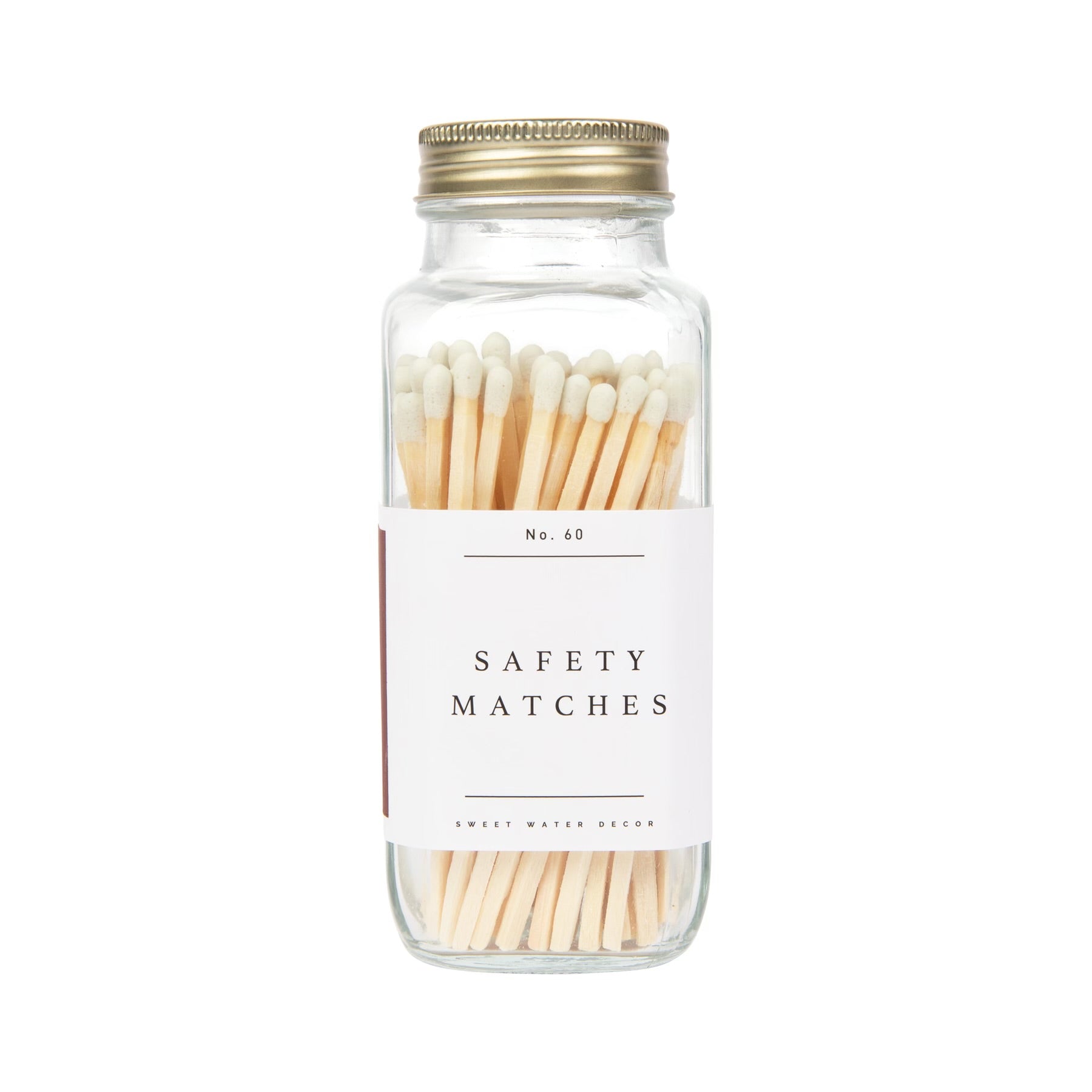 White tip safety matches with a stylish gold lid, designed for safe use and a touch of elegance in your home decor